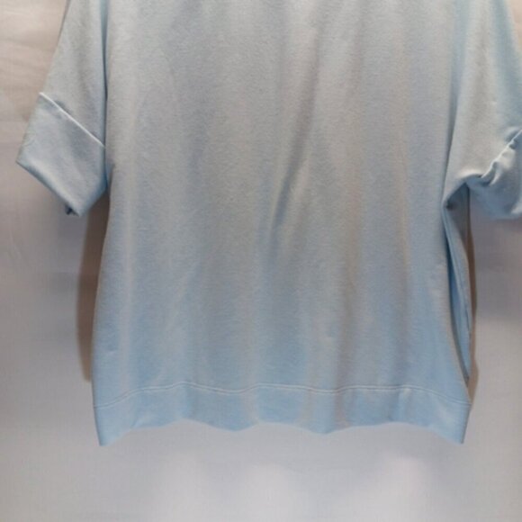 Banana Republic Ladies Medium Over Sized Mock Neck Banded Hem Tee Light Blue GUC - Picture 3 of 9